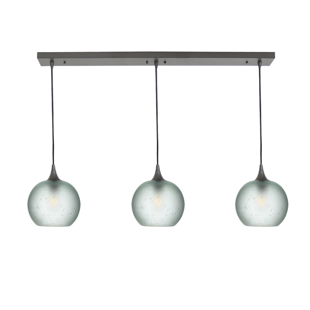 767 3 Pendant Linear Chandelier-Glass-Bicycle Glass Co - Hotshop-Antique Bronze - 4ft Cord-Celestial-Eco Clear-Bicycle Glass Co