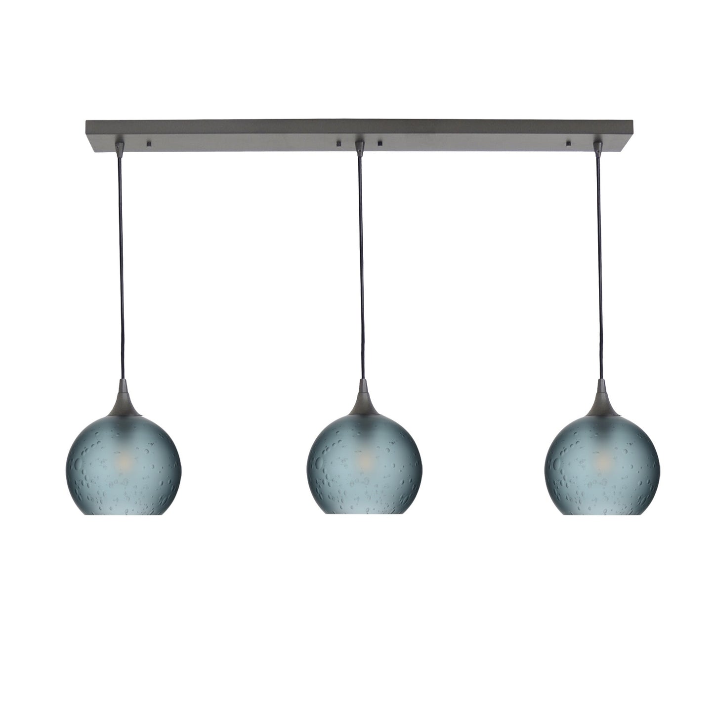 767 3 Pendant Linear Chandelier-Glass-Bicycle Glass Co - Hotshop-Antique Bronze - 4ft Cord-Celestial-Slate Gray-Bicycle Glass Co