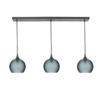 767 3 Pendant Linear Chandelier-Glass-Bicycle Glass Co - Hotshop-Antique Bronze - 4ft Cord-Celestial-Slate Gray-Bicycle Glass Co