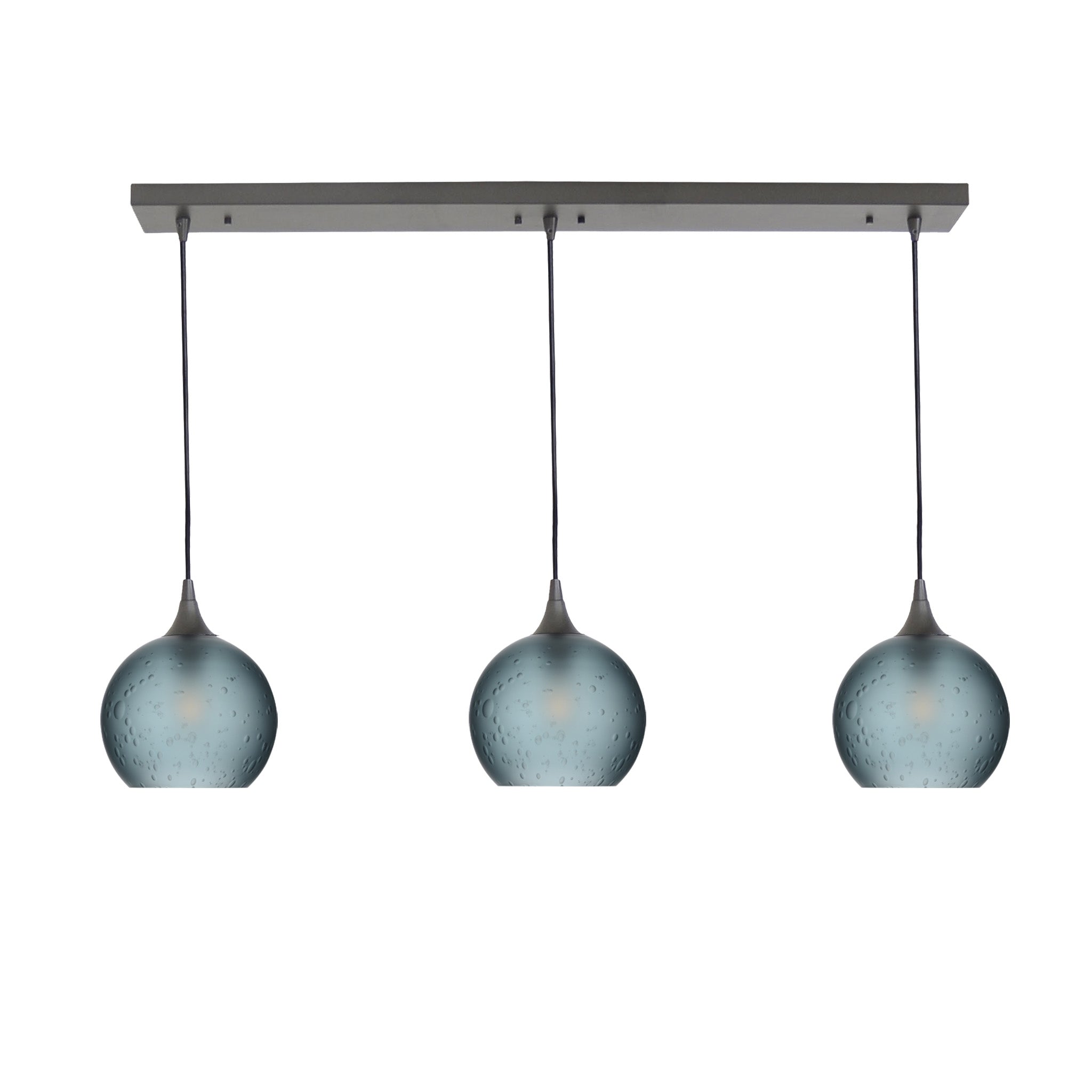 767 3 Pendant Linear Chandelier-Glass-Bicycle Glass Co - Hotshop-Antique Bronze - 4ft Cord-Celestial-Slate Gray-Bicycle Glass Co