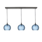 767 3 Pendant Linear Chandelier-Glass-Bicycle Glass Co - Hotshop-Antique Bronze - 4ft Cord-Celestial-Steel Blue-Bicycle Glass Co