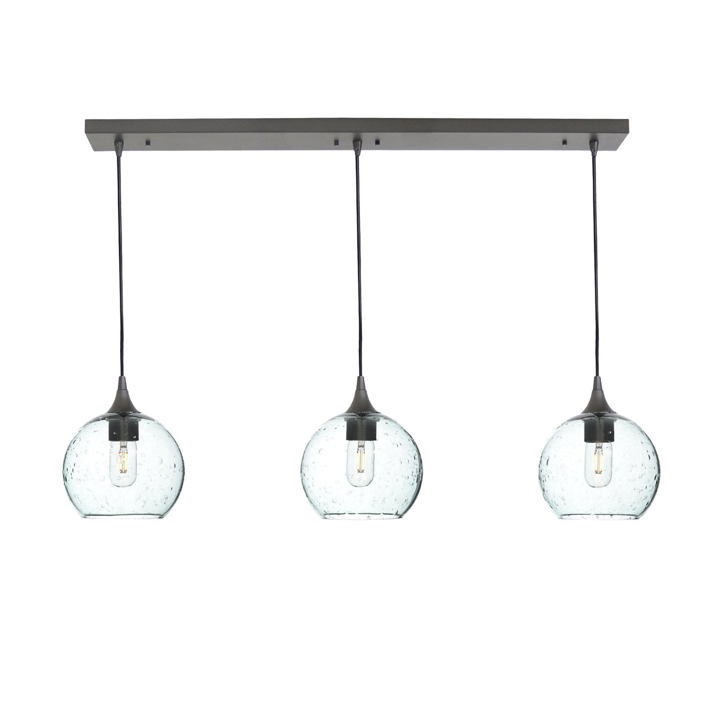 767 3 Pendant Linear Chandelier-Glass-Bicycle Glass Co - Hotshop-Antique Bronze - 4ft Cord-Lunar-Eco Clear-Bicycle Glass Co