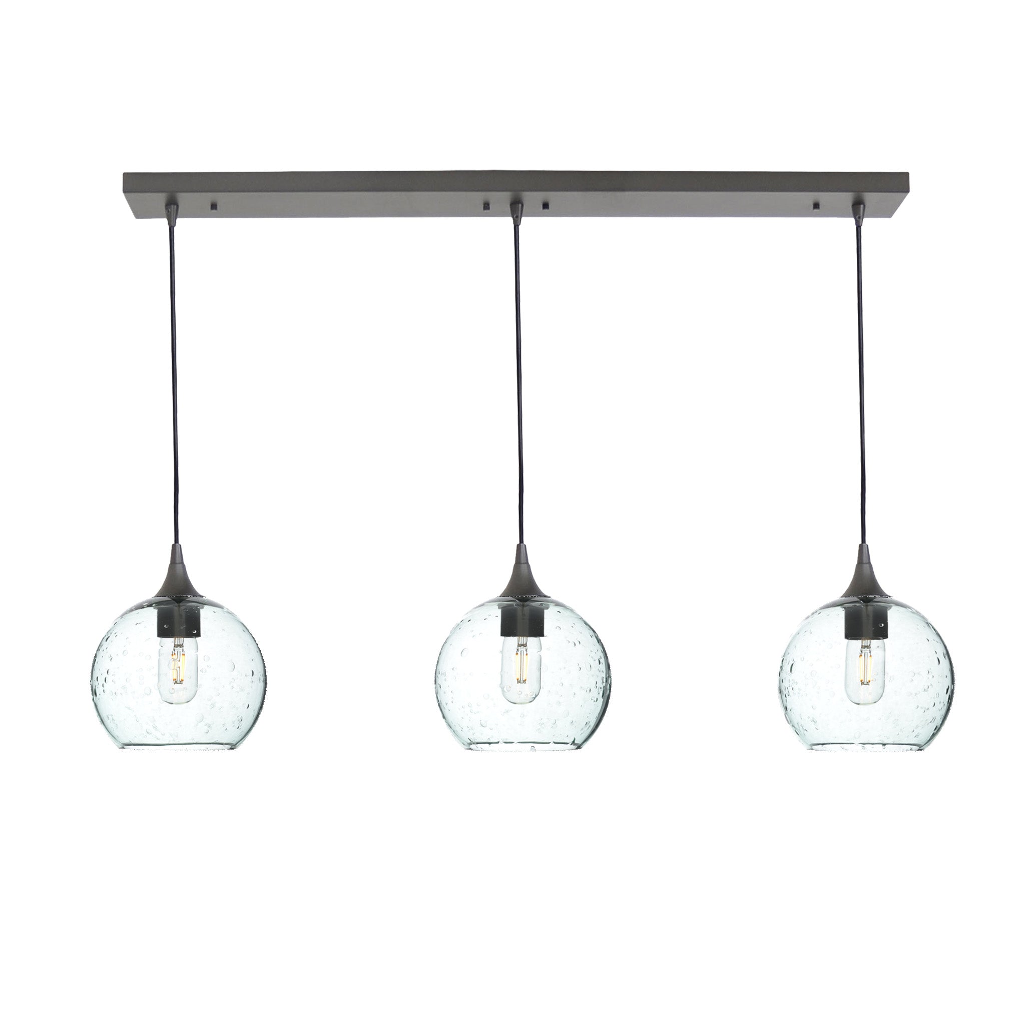 767 3 Pendant Linear Chandelier-Glass-Bicycle Glass Co - Hotshop-Antique Bronze - 4ft Cord-Lunar-Eco Clear-Bicycle Glass Co