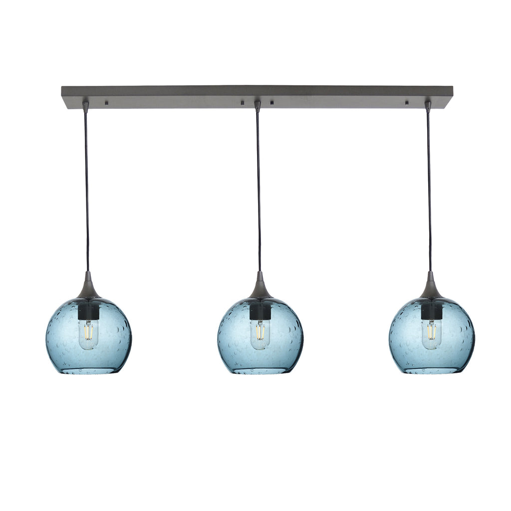 767 3 Pendant Linear Chandelier-Glass-Bicycle Glass Co - Hotshop-Antique Bronze - 4ft Cord-Lunar-Slate Gray-Bicycle Glass Co