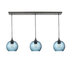 767 3 Pendant Linear Chandelier-Glass-Bicycle Glass Co - Hotshop-Antique Bronze - 4ft Cord-Lunar-Slate Gray-Bicycle Glass Co