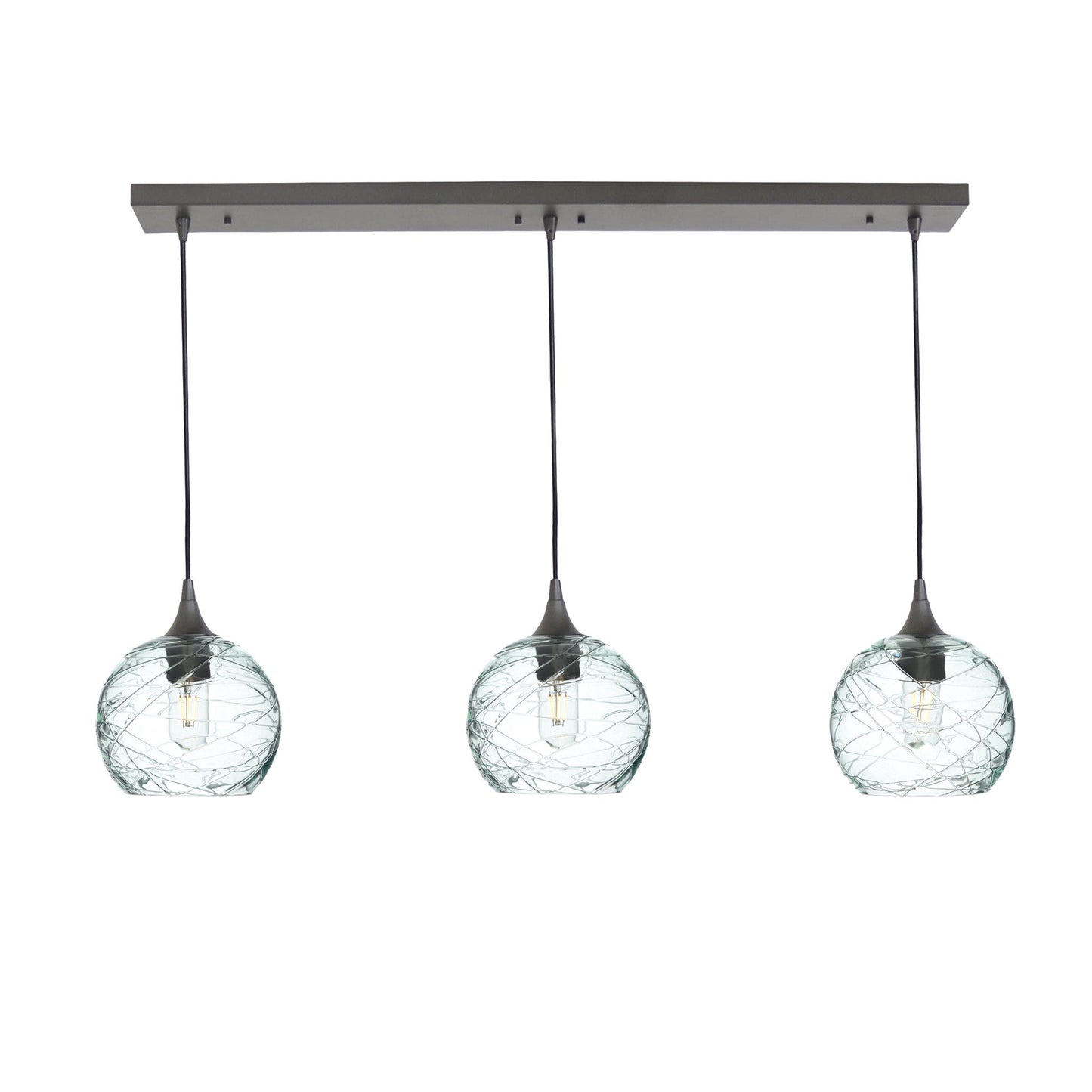 767 3 Pendant Linear Chandelier-Glass-Bicycle Glass Co - Hotshop-Antique Bronze - 4ft Cord-Spun-Eco Clear-Bicycle Glass Co