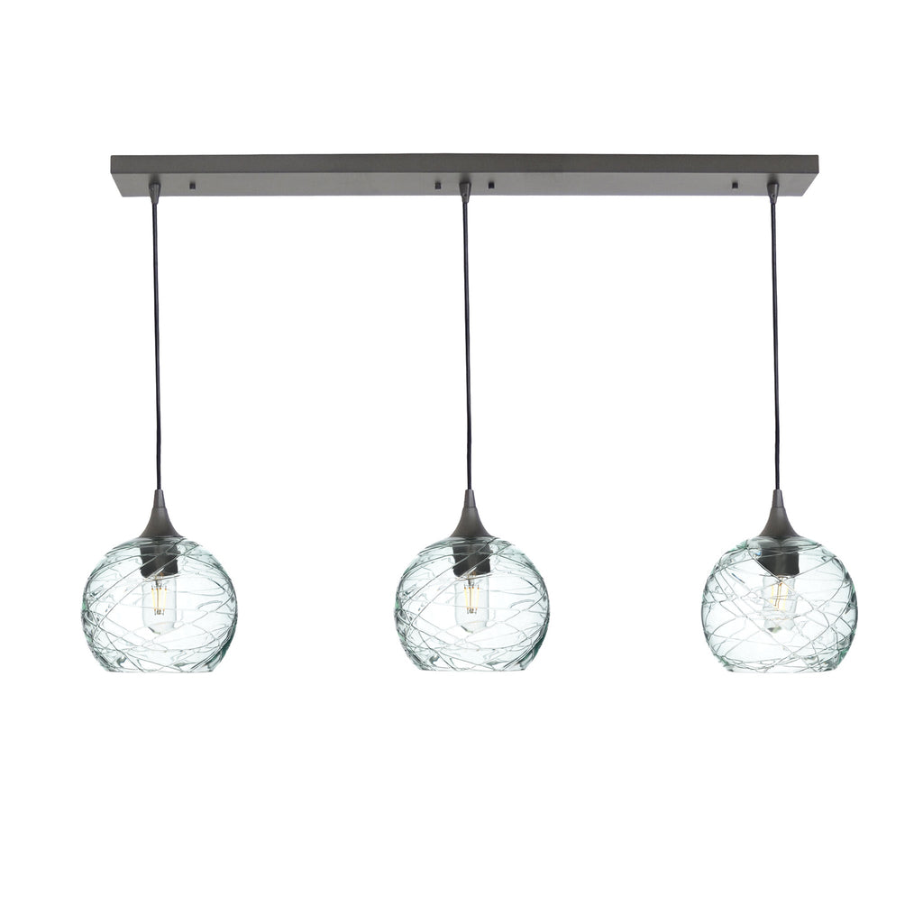 767 3 Pendant Linear Chandelier-Glass-Bicycle Glass Co - Hotshop-Antique Bronze - 4ft Cord-Spun-Eco Clear-Bicycle Glass Co