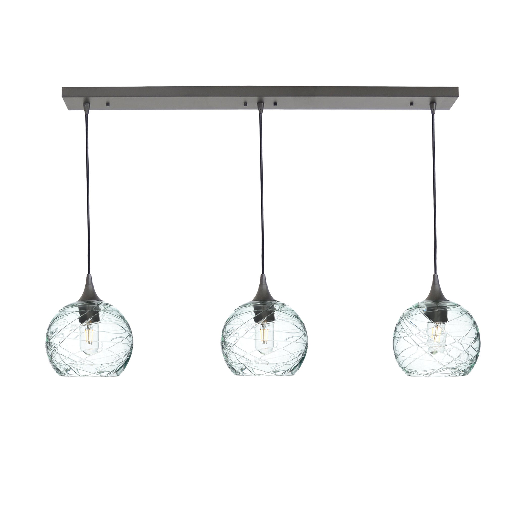 767 3 Pendant Linear Chandelier-Glass-Bicycle Glass Co - Hotshop-Antique Bronze - 4ft Cord-Spun-Eco Clear-Bicycle Glass Co