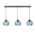 767 3 Pendant Linear Chandelier-Glass-Bicycle Glass Co - Hotshop-Antique Bronze - 4ft Cord-Spun-Slate Gray-Bicycle Glass Co