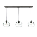 767 3 Pendant Linear Chandelier-Glass-Bicycle Glass Co - Hotshop-Antique Bronze - 4ft Cord-Swell-Eco Clear-Bicycle Glass Co