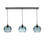 767 3 Pendant Linear Chandelier-Glass-Bicycle Glass Co - Hotshop-Antique Bronze - 4ft Cord-Swell-Slate Gray-Bicycle Glass Co