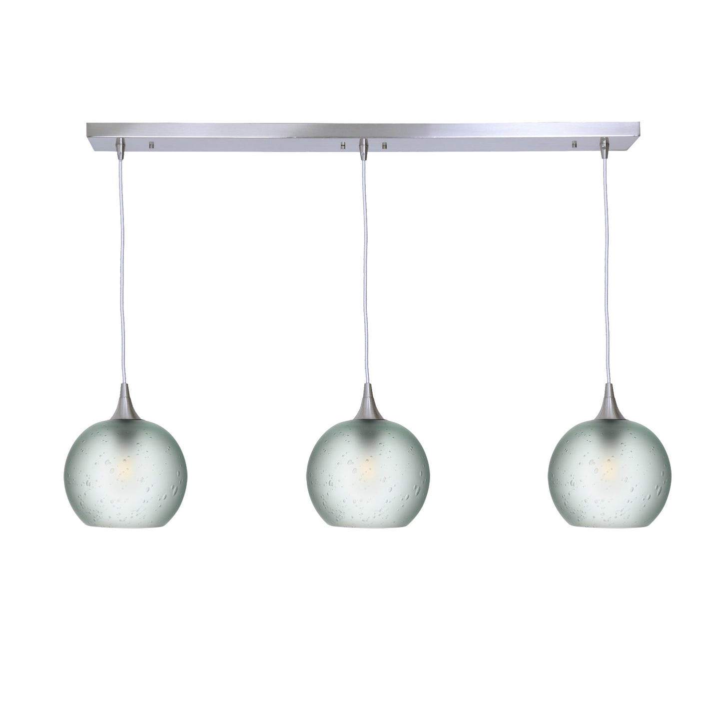 767 3 Pendant Linear Chandelier-Glass-Bicycle Glass Co - Hotshop-Brushed Nickel - 4ft Cord-Celestial-Eco Clear-Bicycle Glass Co