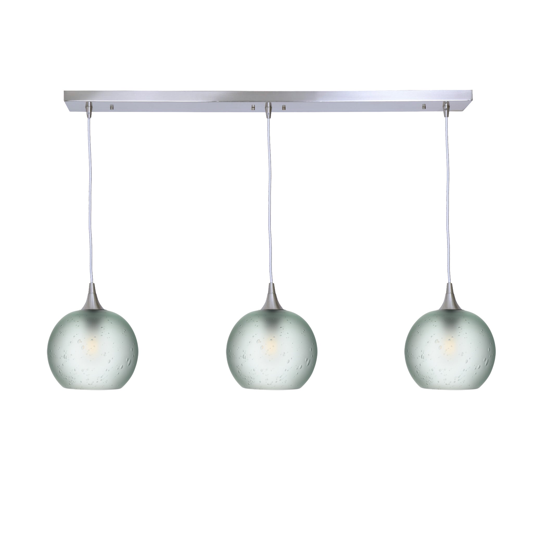 767 3 Pendant Linear Chandelier-Glass-Bicycle Glass Co - Hotshop-Brushed Nickel - 4ft Cord-Celestial-Eco Clear-Bicycle Glass Co