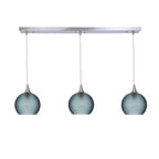 767 3 Pendant Linear Chandelier-Glass-Bicycle Glass Co - Hotshop-Brushed Nickel - 4ft Cord-Celestial-Slate Gray-Bicycle Glass Co