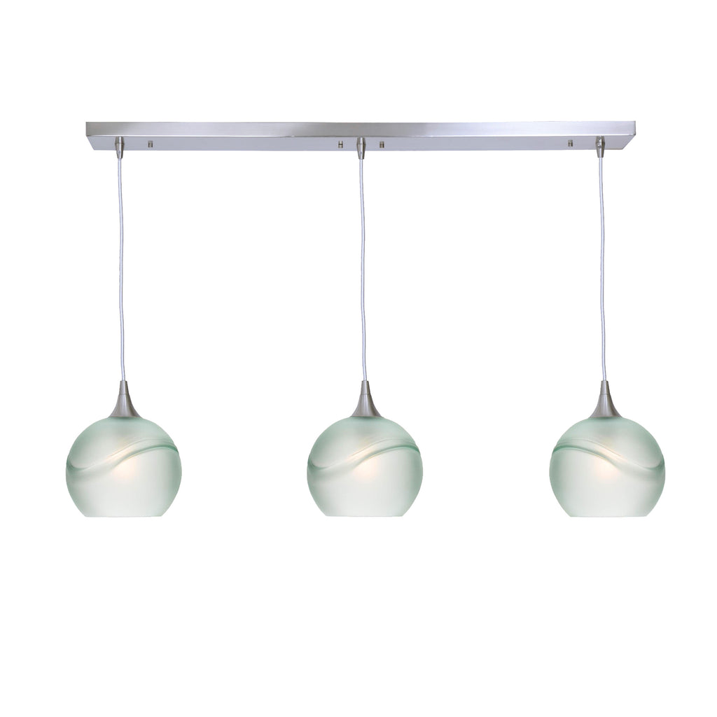 767 3 Pendant Linear Chandelier-Glass-Bicycle Glass Co - Hotshop-Brushed Nickel - 4ft Cord-Glacial-Eco Clear-Bicycle Glass Co