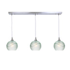 767 3 Pendant Linear Chandelier-Glass-Bicycle Glass Co - Hotshop-Brushed Nickel - 4ft Cord-Glacial-Eco Clear-Bicycle Glass Co