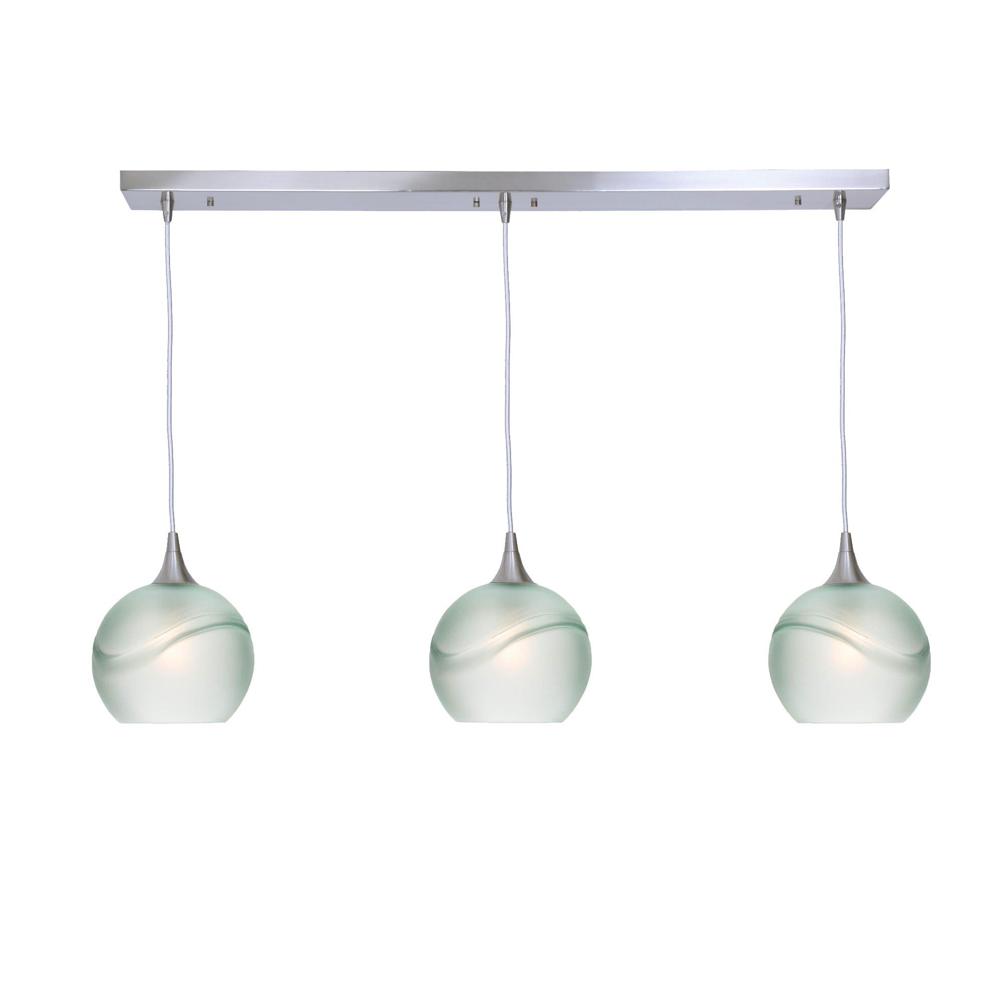 767 3 Pendant Linear Chandelier-Glass-Bicycle Glass Co - Hotshop-Brushed Nickel - 4ft Cord-Glacial-Eco Clear-Bicycle Glass Co
