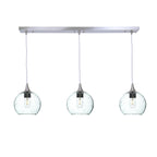 767 3 Pendant Linear Chandelier-Glass-Bicycle Glass Co - Hotshop-Brushed Nickel - 4ft Cord-Lunar-Eco Clear-Bicycle Glass Co