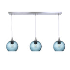 767 3 Pendant Linear Chandelier-Glass-Bicycle Glass Co - Hotshop-Brushed Nickel - 4ft Cord-Lunar-Slate Gray-Bicycle Glass Co