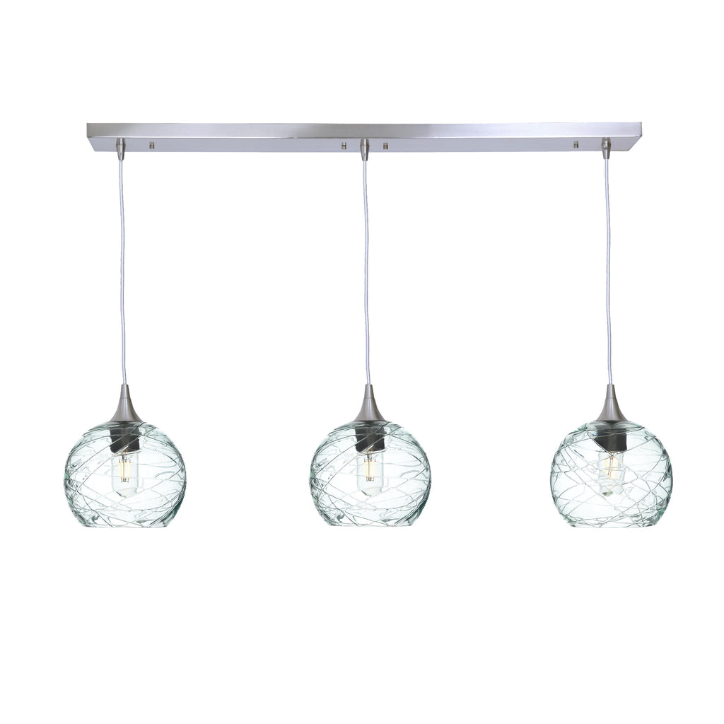 767 3 Pendant Linear Chandelier-Glass-Bicycle Glass Co - Hotshop-Brushed Nickel - 4ft Cord-Spun-Eco Clear-Bicycle Glass Co