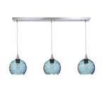 767 3 Pendant Linear Chandelier-Glass-Bicycle Glass Co - Hotshop-Brushed Nickel - 4ft Cord-Spun-Slate Gray-Bicycle Glass Co