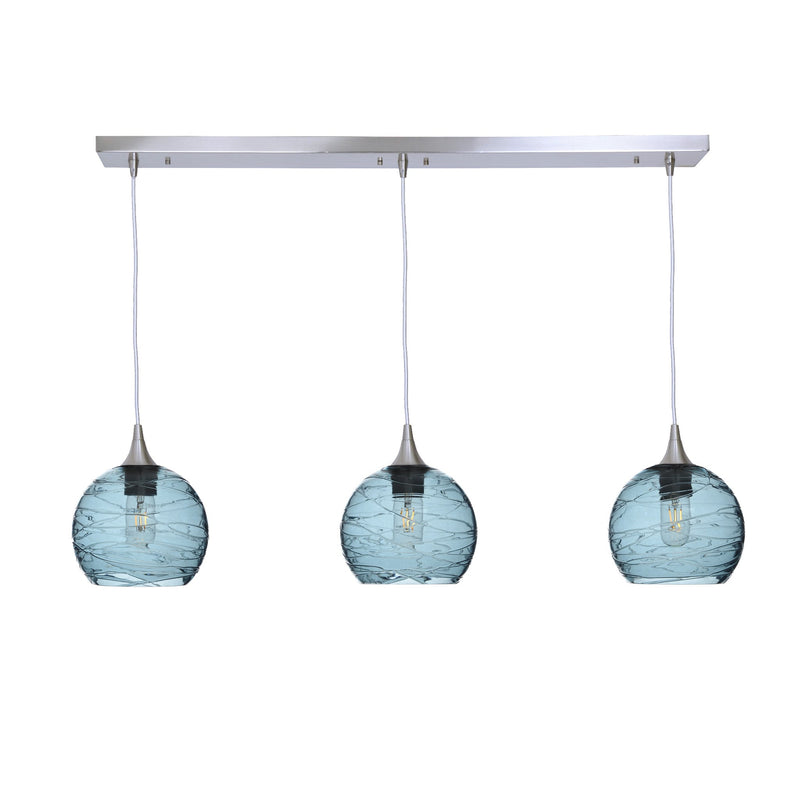 767 3 Pendant Linear Chandelier — Brushed Nickel - 8ft Cord / Spun / Slate Gray