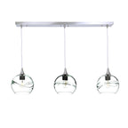 767 3 Pendant Linear Chandelier-Glass-Bicycle Glass Co - Hotshop-Brushed Nickel - 4ft Cord-Swell-Eco Clear-Bicycle Glass Co