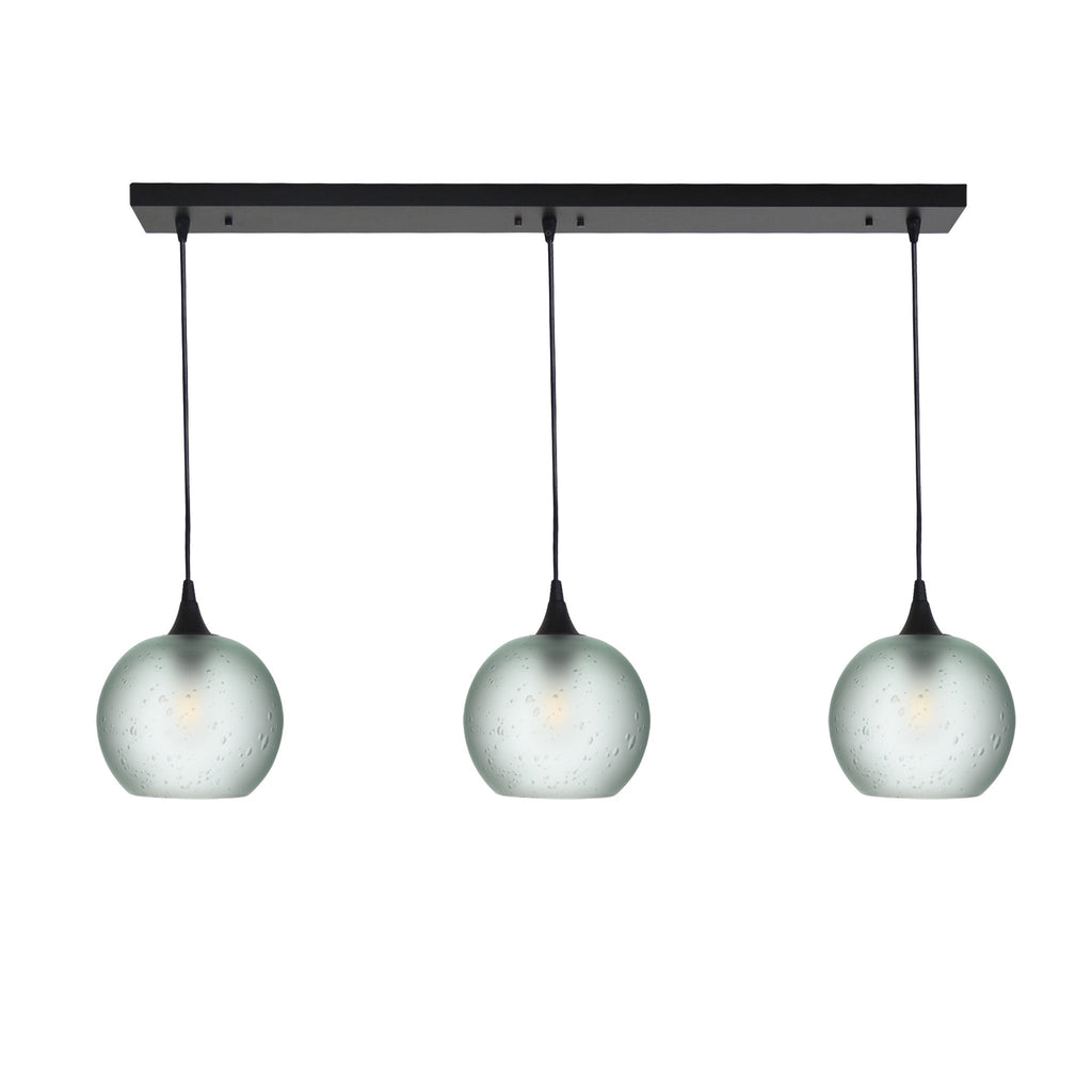 767 3 Pendant Linear Chandelier-Glass-Bicycle Glass Co - Hotshop-Matte Black - 4ft Cord-Celestial-Eco Clear-Bicycle Glass Co