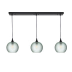 767 3 Pendant Linear Chandelier-Glass-Bicycle Glass Co - Hotshop-Matte Black - 4ft Cord-Celestial-Eco Clear-Bicycle Glass Co