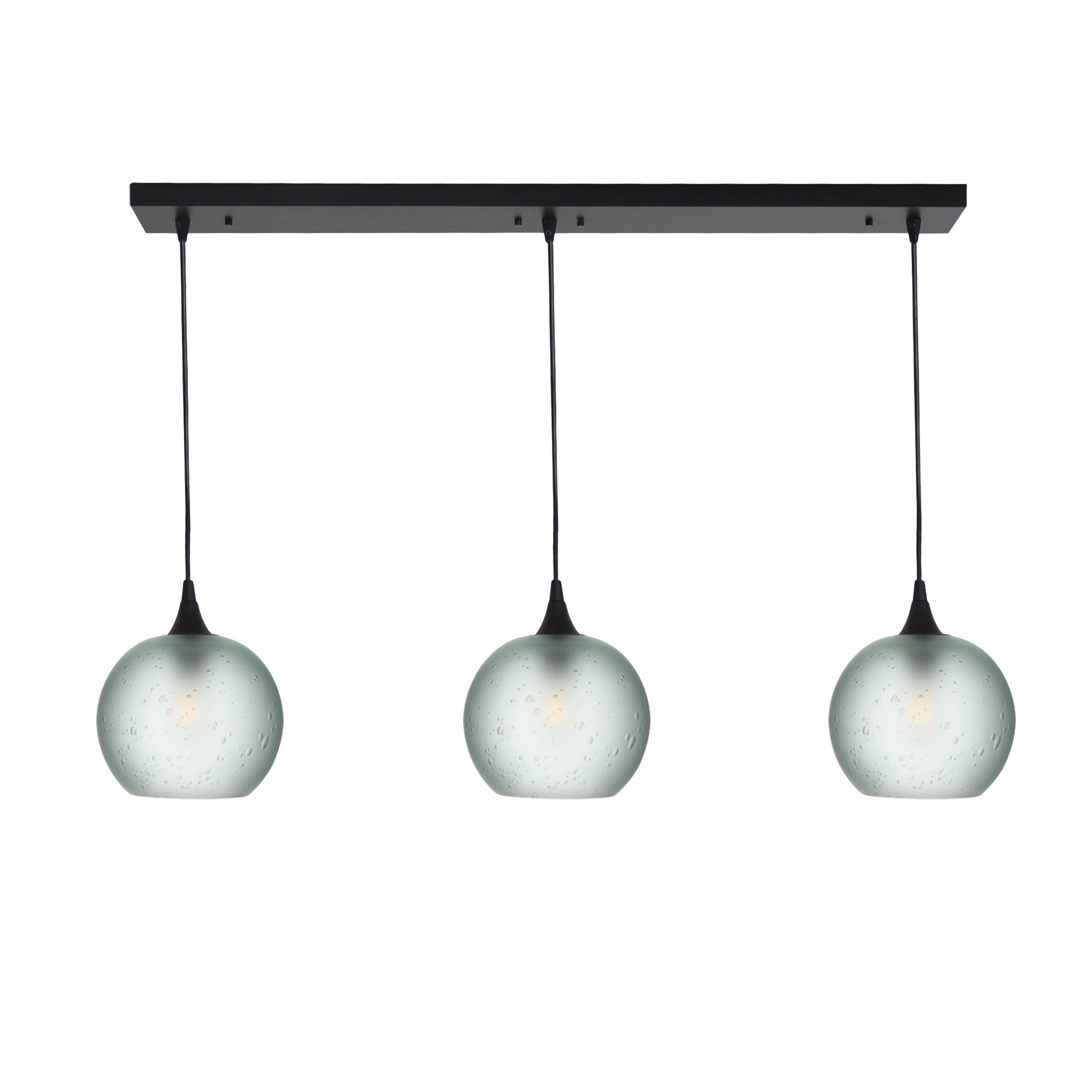 767 3 Pendant Linear Chandelier-Glass-Bicycle Glass Co - Hotshop-Matte Black - 4ft Cord-Celestial-Eco Clear-Bicycle Glass Co