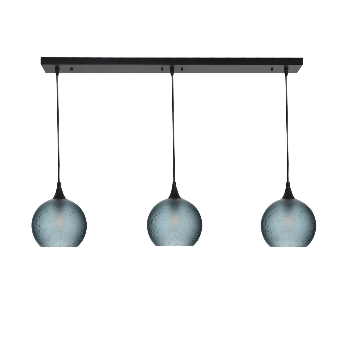 767 3 Pendant Linear Chandelier-Glass-Bicycle Glass Co - Hotshop-Matte Black - 4ft Cord-Celestial-Slate Gray-Bicycle Glass Co
