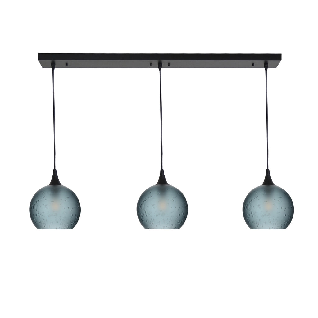 767 3 Pendant Linear Chandelier-Glass-Bicycle Glass Co - Hotshop-Matte Black - 4ft Cord-Celestial-Slate Gray-Bicycle Glass Co