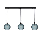 767 3 Pendant Linear Chandelier-Glass-Bicycle Glass Co - Hotshop-Matte Black - 4ft Cord-Celestial-Slate Gray-Bicycle Glass Co
