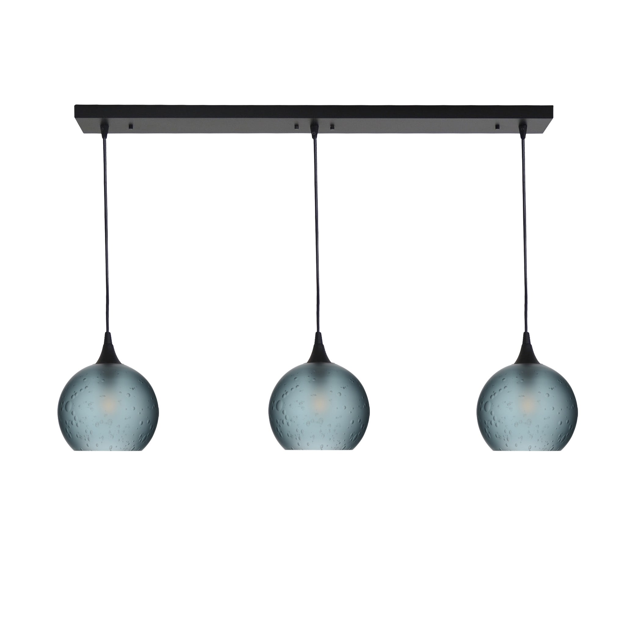 767 3 Pendant Linear Chandelier-Glass-Bicycle Glass Co - Hotshop-Matte Black - 4ft Cord-Celestial-Slate Gray-Bicycle Glass Co
