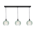 767 3 Pendant Linear Chandelier-Glass-Bicycle Glass Co - Hotshop-Matte Black - 4ft Cord-Glacial-Eco Clear-Bicycle Glass Co