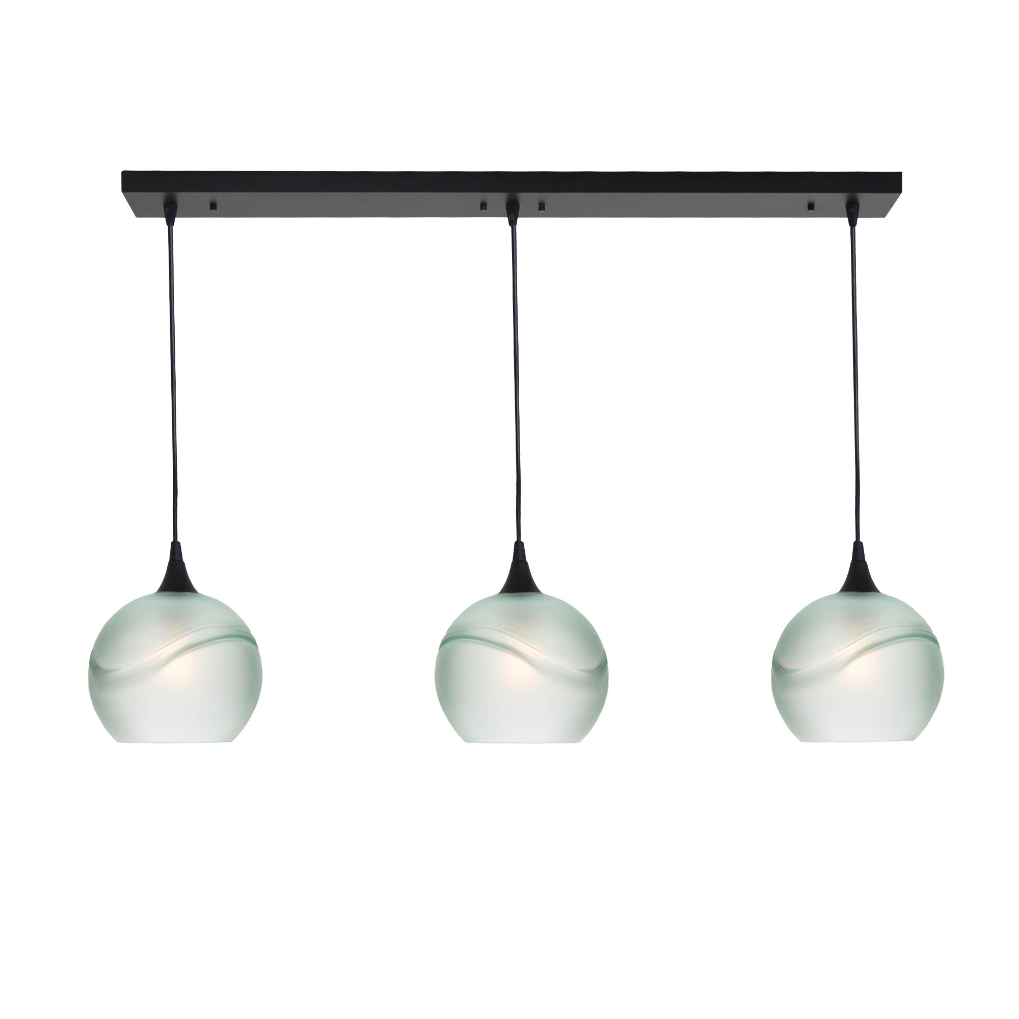767 3 Pendant Linear Chandelier-Glass-Bicycle Glass Co - Hotshop-Matte Black - 4ft Cord-Glacial-Eco Clear-Bicycle Glass Co