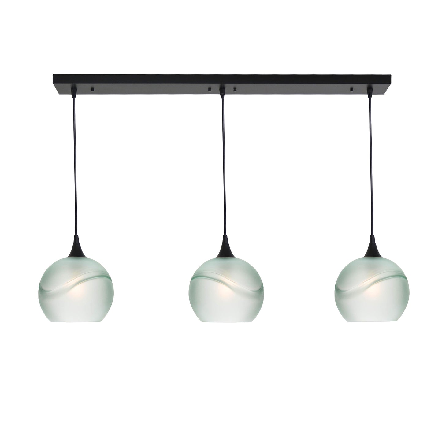 767 3 Pendant Linear Chandelier-Glass-Bicycle Glass Co - Hotshop-Matte Black - 4ft Cord-Glacial-Eco Clear-Bicycle Glass Co