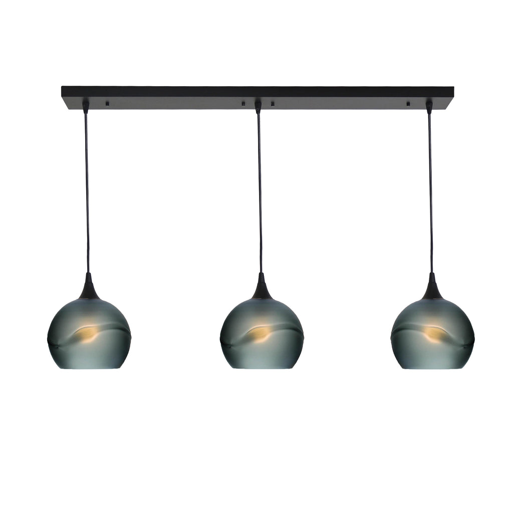 767 3 Pendant Linear Chandelier-Glass-Bicycle Glass Co - Hotshop-Matte Black - 4ft Cord-Glacial-Slate Gray-Bicycle Glass Co