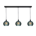 767 3 Pendant Linear Chandelier-Glass-Bicycle Glass Co - Hotshop-Matte Black - 4ft Cord-Glacial-Slate Gray-Bicycle Glass Co