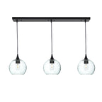 767 3 Pendant Linear Chandelier-Glass-Bicycle Glass Co - Hotshop-Matte Black - 4ft Cord-Lunar-Eco Clear-Bicycle Glass Co