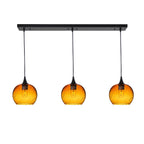 767 3 Pendant Linear Chandelier-Glass-Bicycle Glass Co - Hotshop-Matte Black - 4ft Cord-Lunar-Golden Amber-Bicycle Glass Co
