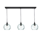 767 3 Pendant Linear Chandelier-Glass-Bicycle Glass Co - Hotshop-Matte Black - 4ft Cord-Spun-Eco Clear-Bicycle Glass Co