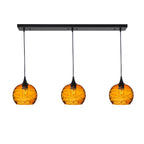 767 3 Pendant Linear Chandelier-Glass-Bicycle Glass Co - Hotshop-Matte Black - 4ft Cord-Spun-Golden Amber-Bicycle Glass Co