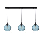 767 3 Pendant Linear Chandelier-Glass-Bicycle Glass Co - Hotshop-Matte Black - 4ft Cord-Spun-Slate Gray-Bicycle Glass Co