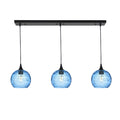 767 3 Pendant Linear Chandelier-Glass-Bicycle Glass Co - Hotshop-Matte Black - 4ft Cord-Spun-Steel Blue-Bicycle Glass Co