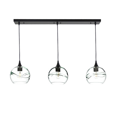 767 3 Pendant Linear Chandelier-Glass-Bicycle Glass Co - Hotshop-Matte Black - 4ft Cord-Swell-Eco Clear-Bicycle Glass Co
