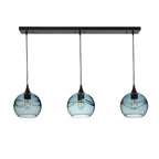 767 3 Pendant Linear Chandelier-Glass-Bicycle Glass Co - Hotshop-Matte Black - 4ft Cord-Swell-Slate Gray-Bicycle Glass Co