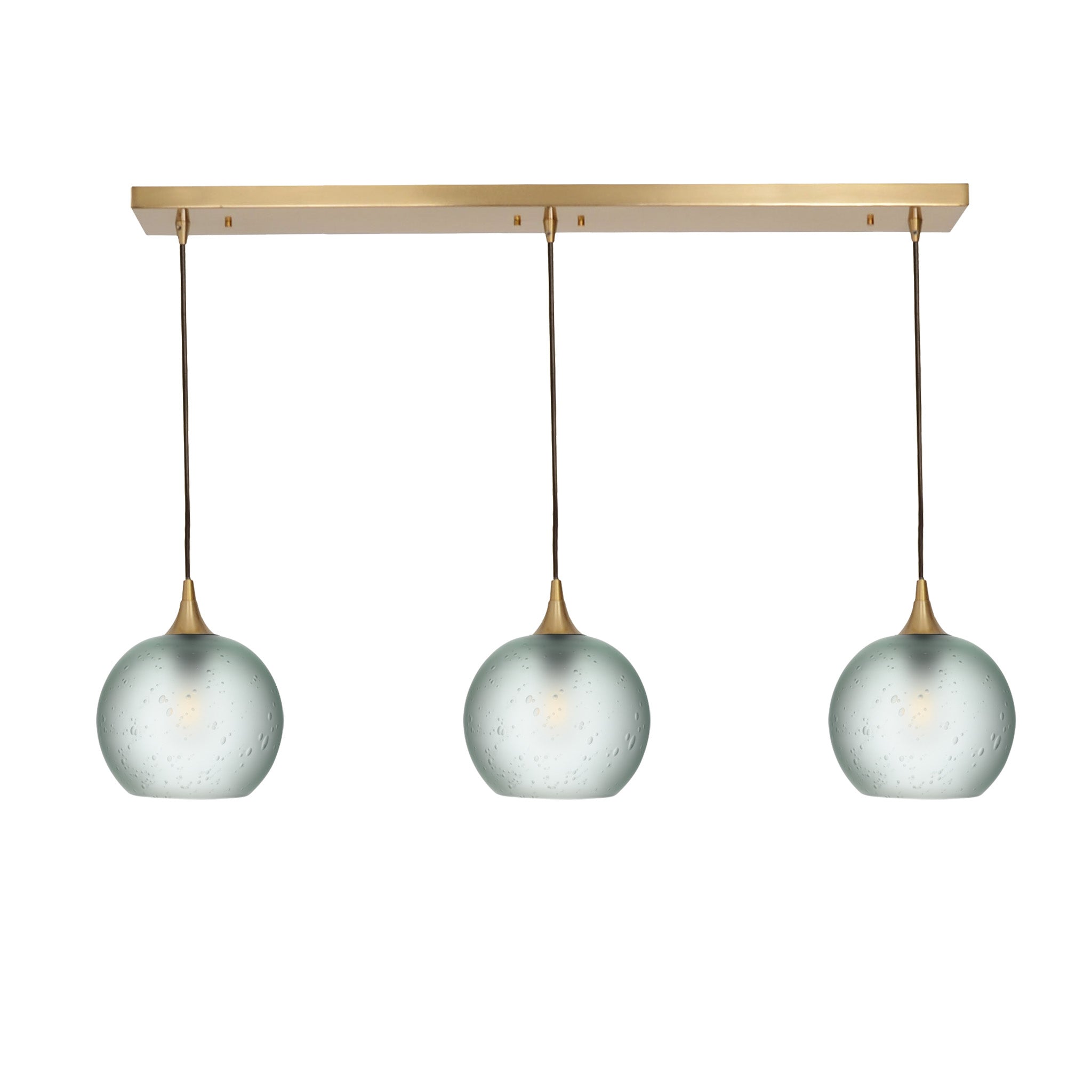 767 3 Pendant Linear Chandelier-Glass-Bicycle Glass Co - Hotshop-Polished Brass - 4ft Cord-Celestial-Eco Clear-Bicycle Glass Co