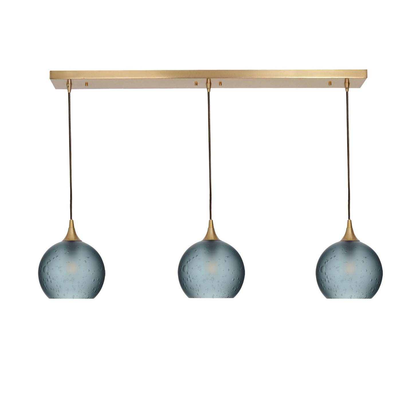 767 3 Pendant Linear Chandelier-Glass-Bicycle Glass Co - Hotshop-Polished Brass - 4ft Cord-Celestial-Slate Gray-Bicycle Glass Co
