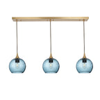 767 3 Pendant Linear Chandelier-Glass-Bicycle Glass Co - Hotshop-Polished Brass - 4ft Cord-Lunar-Slate Gray-Bicycle Glass Co